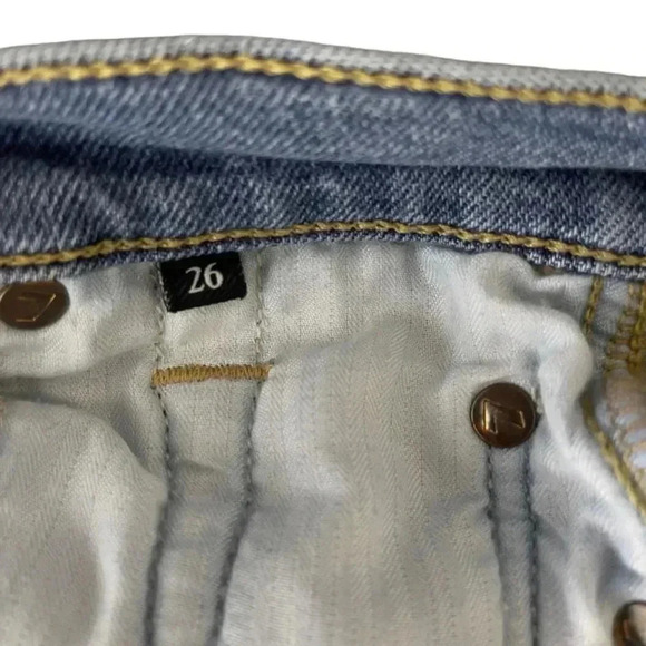 7 For All Mankind High Waist Cropped Straight Distressed Hem Jeans Size 26 - Picture 12 of 12